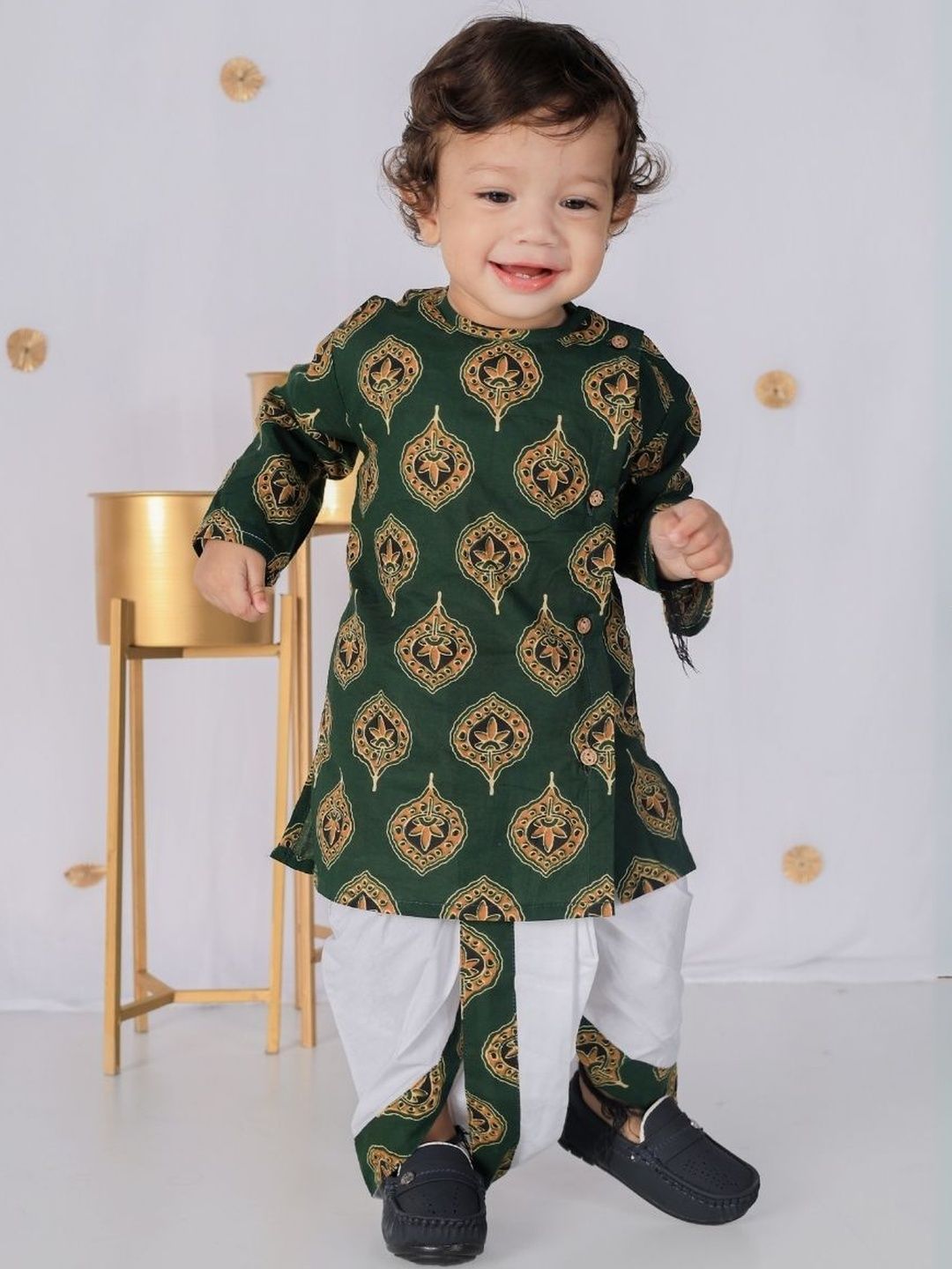 itsmycostume Boys Ethnic Motifs Printed Cotton Kurta with Dhoti Pants-picture-37
