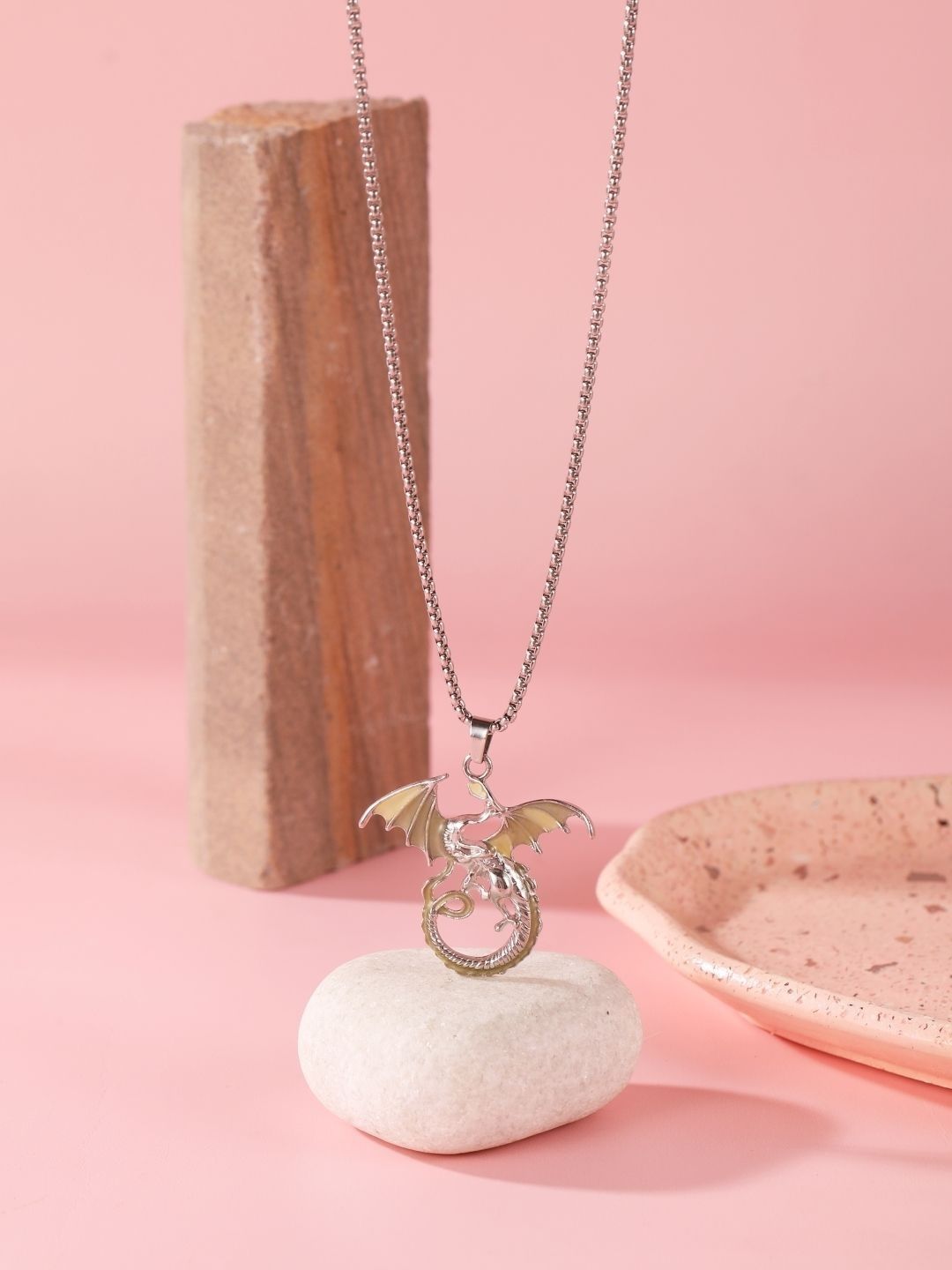 KPOP Men Stainless Steel Silver-Plated Circular Pendant With Chain-picture-38