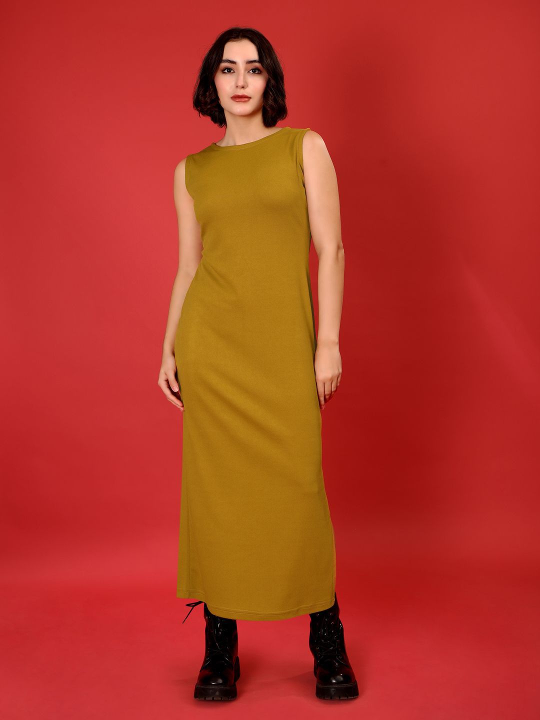 PURVAJA Women Round Neck Slits Maxi Dress-image-29