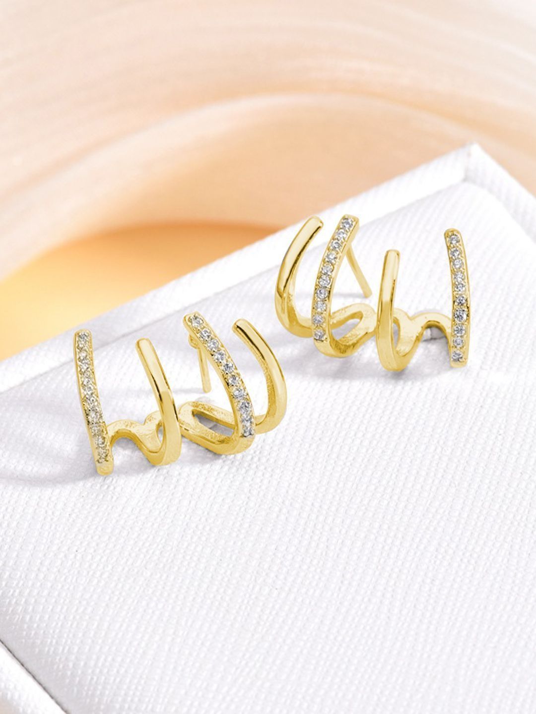 TheVineGirl Gold-Plated Cubic Zirconia Studded Geometric Ear Cuffs-image-41