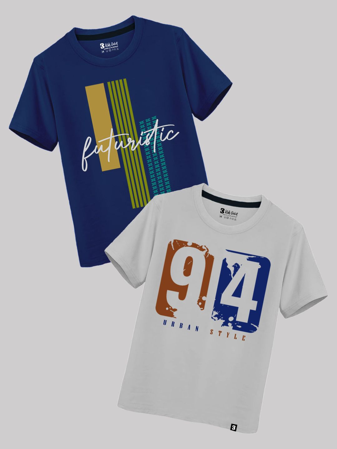 kids basket Kids Pack of 2 Basket Boys Typography Printed Round Neck Cotton T-shirts-picture-26