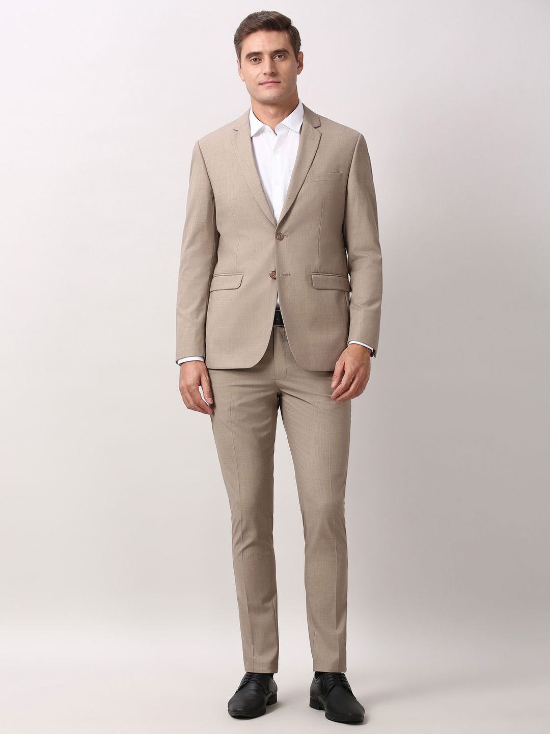 Peter England Men Notched Lapel Collar Elite Textured 2-Pices Suits-image-12