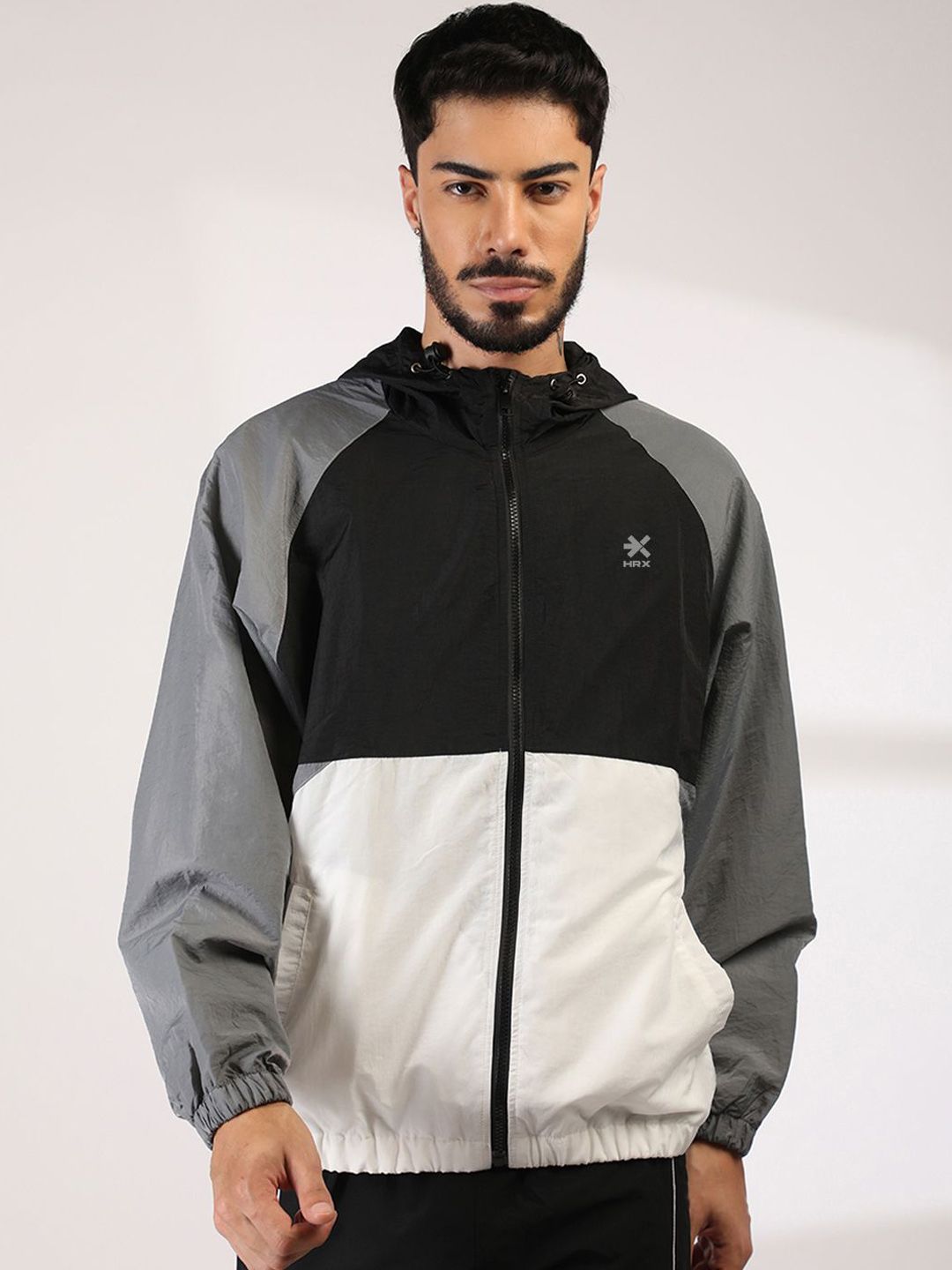 HRX by Hrithik Roshan Men Hooded Colourblocked Windcheater Sporty Jacket-picture-25