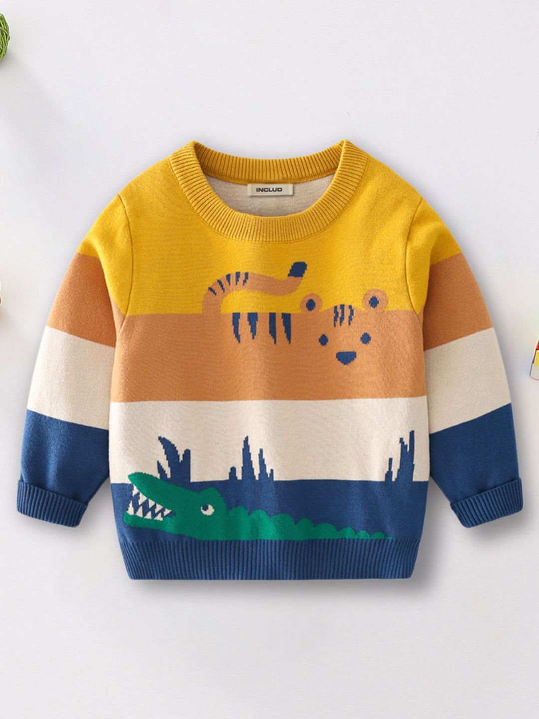 INCLUD Boys Striped Printed Round Neck Long Sleeves Pullover-picture-24