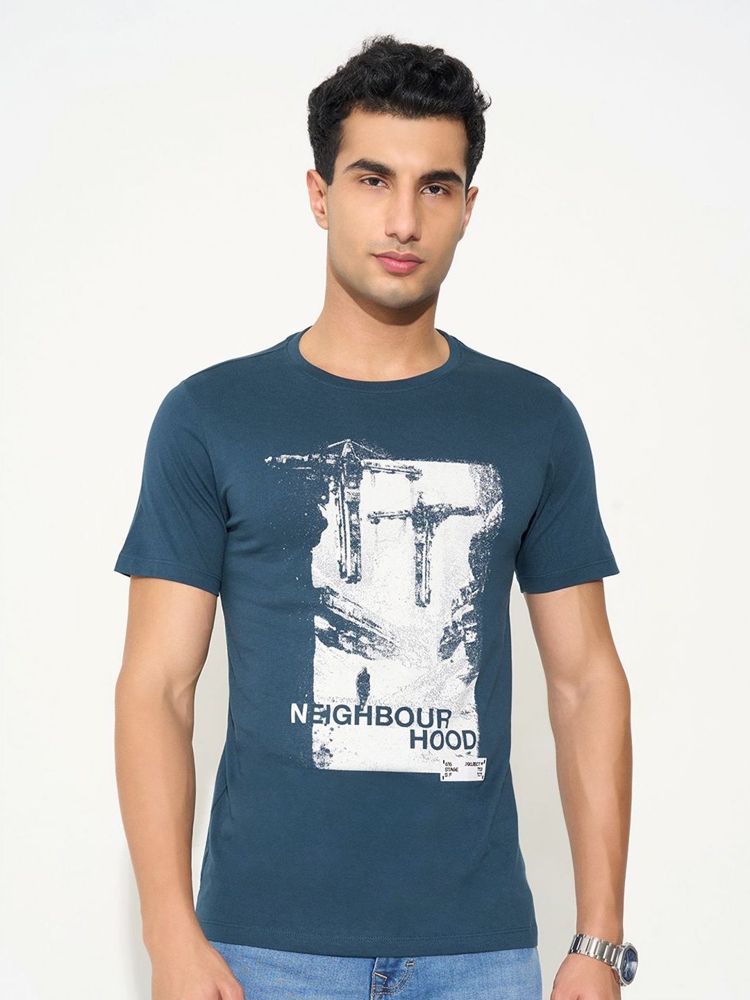 SF JEANS by Pantaloons Men Graphic Printed Round Neck Cotton Slim Fit T-shirt-picture-20