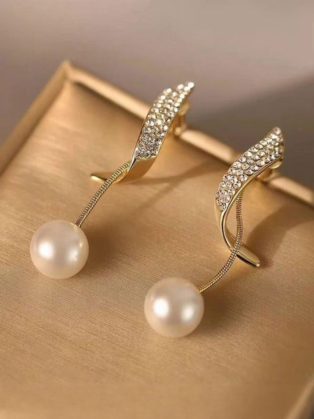 TheVineGirl Gold-Plated Pearls Beaded Drop Earrings-image-37