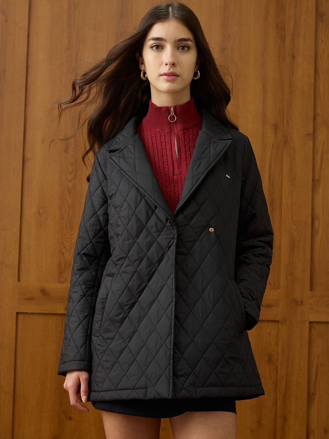 U.S. Polo Assn. Women Lapel Collar Solid Quilted Jacket-picture-38