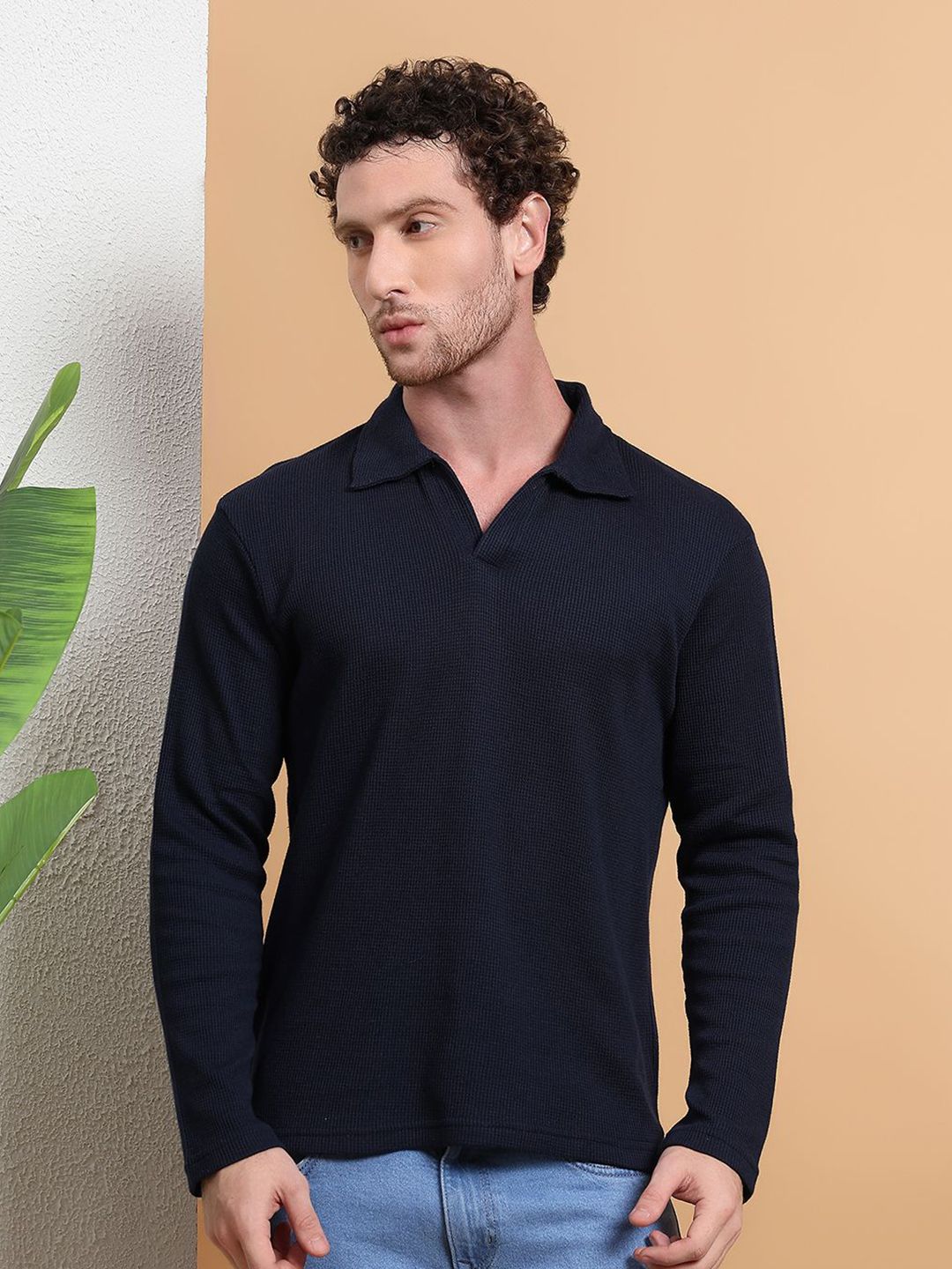 ARMENOR Men Waffle Design Shirt Collar Cotton Sweatshirt-picture-47