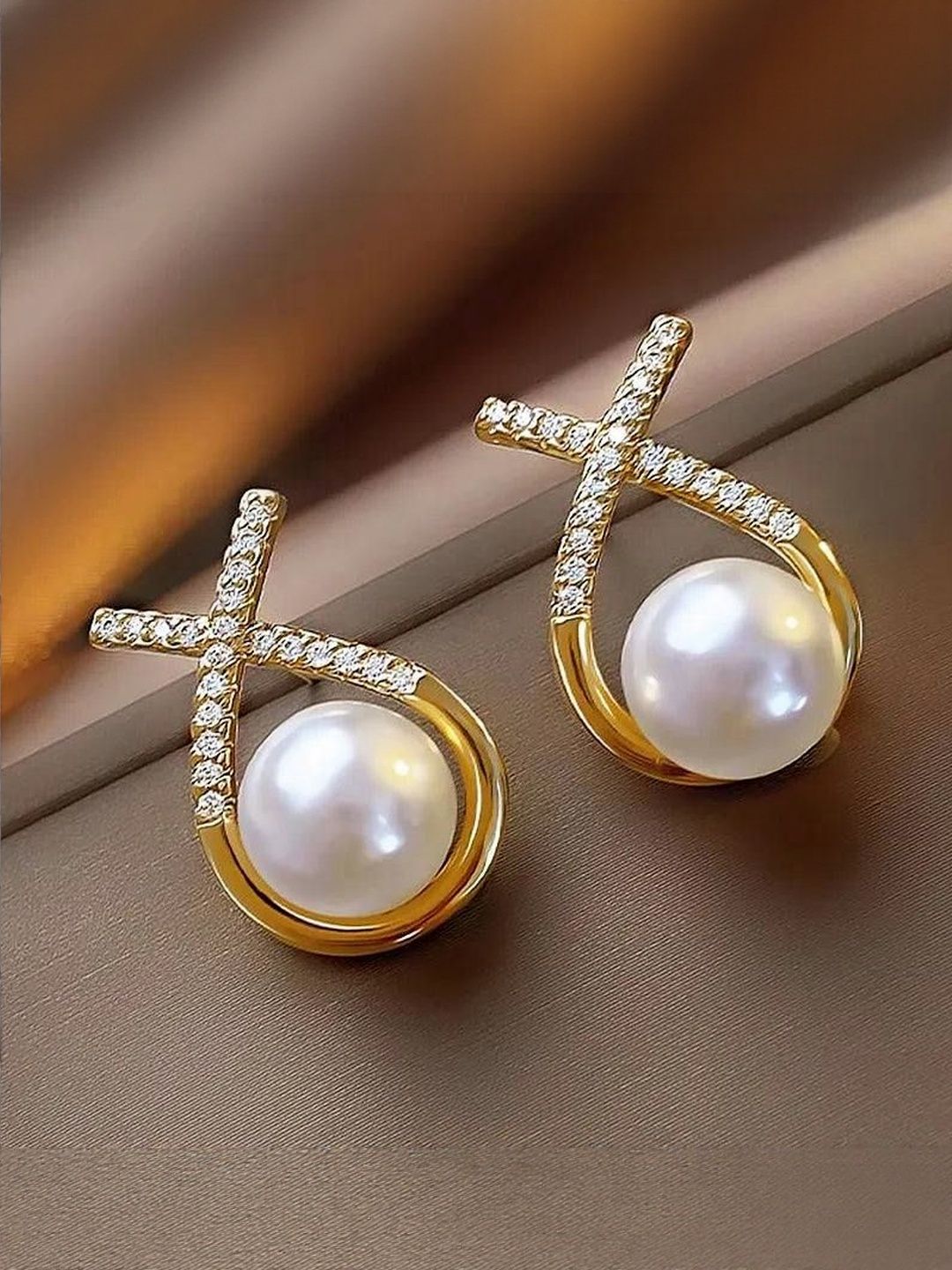 TheVineGirl Gold Plated Contemporary Studded Earrings-image-39