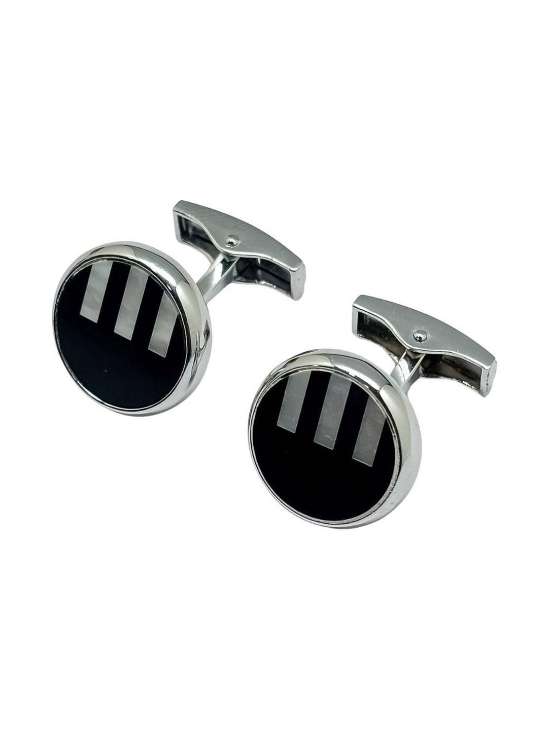 The Tie Hub Men Mother of Pearl Design Rhodium-Plated MOP Round Cufflinks-picture-14