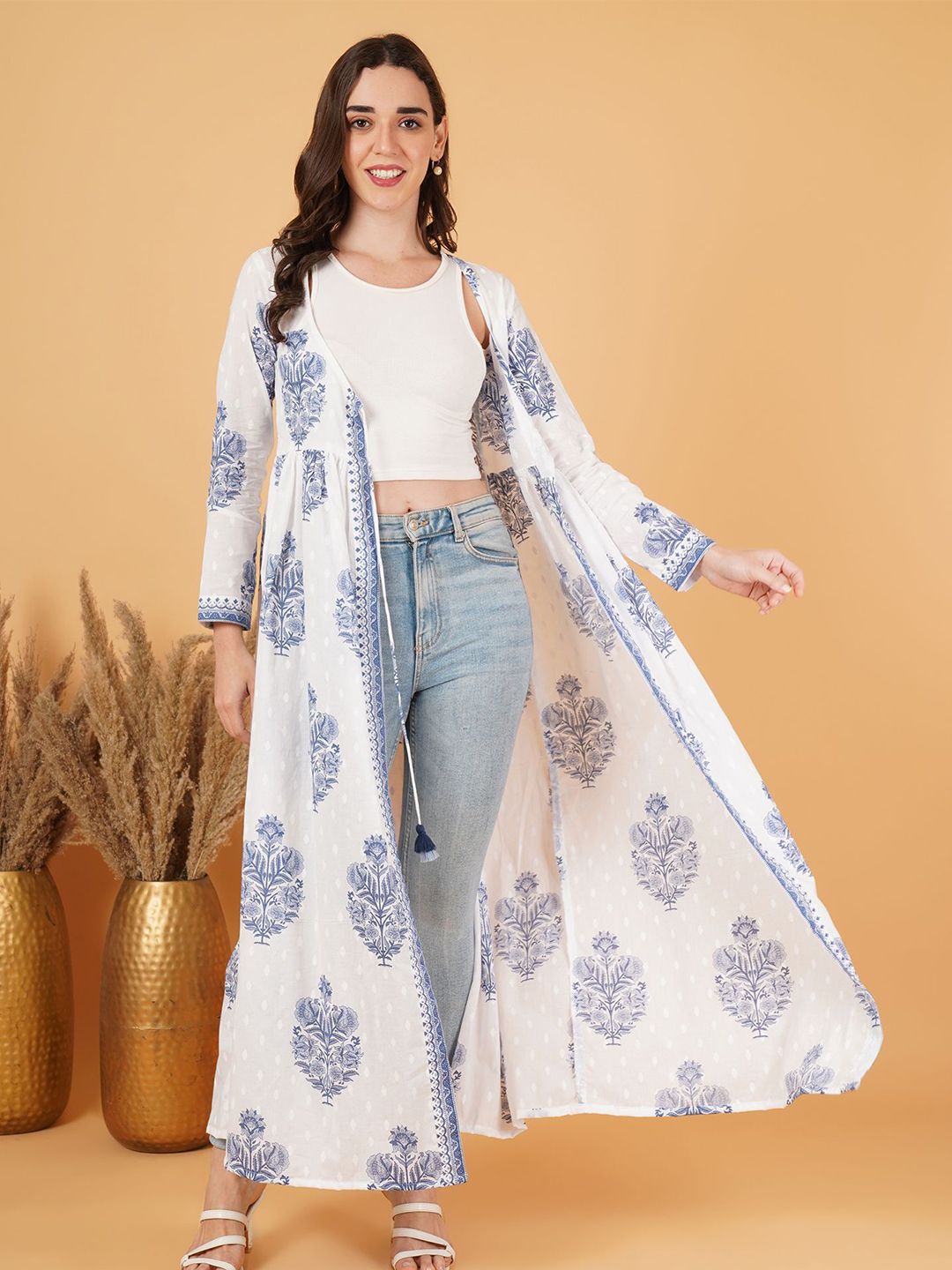 KALINI Women Printed Longline Shrug-image-45