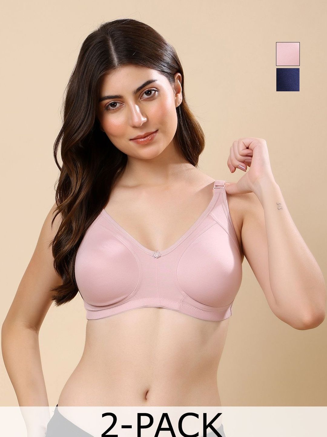 Cotton Opera By Floret Pack Of 2 Non Padded Non-Wired Cotton Full Coverage Everyday Bra-picture-12