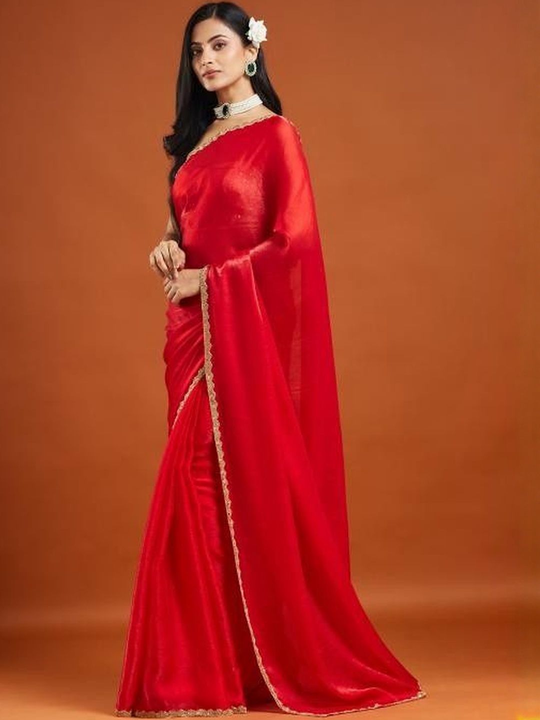 LOROFY Women Embellished Border Beads and Stones Chanderi Saree-picture-22