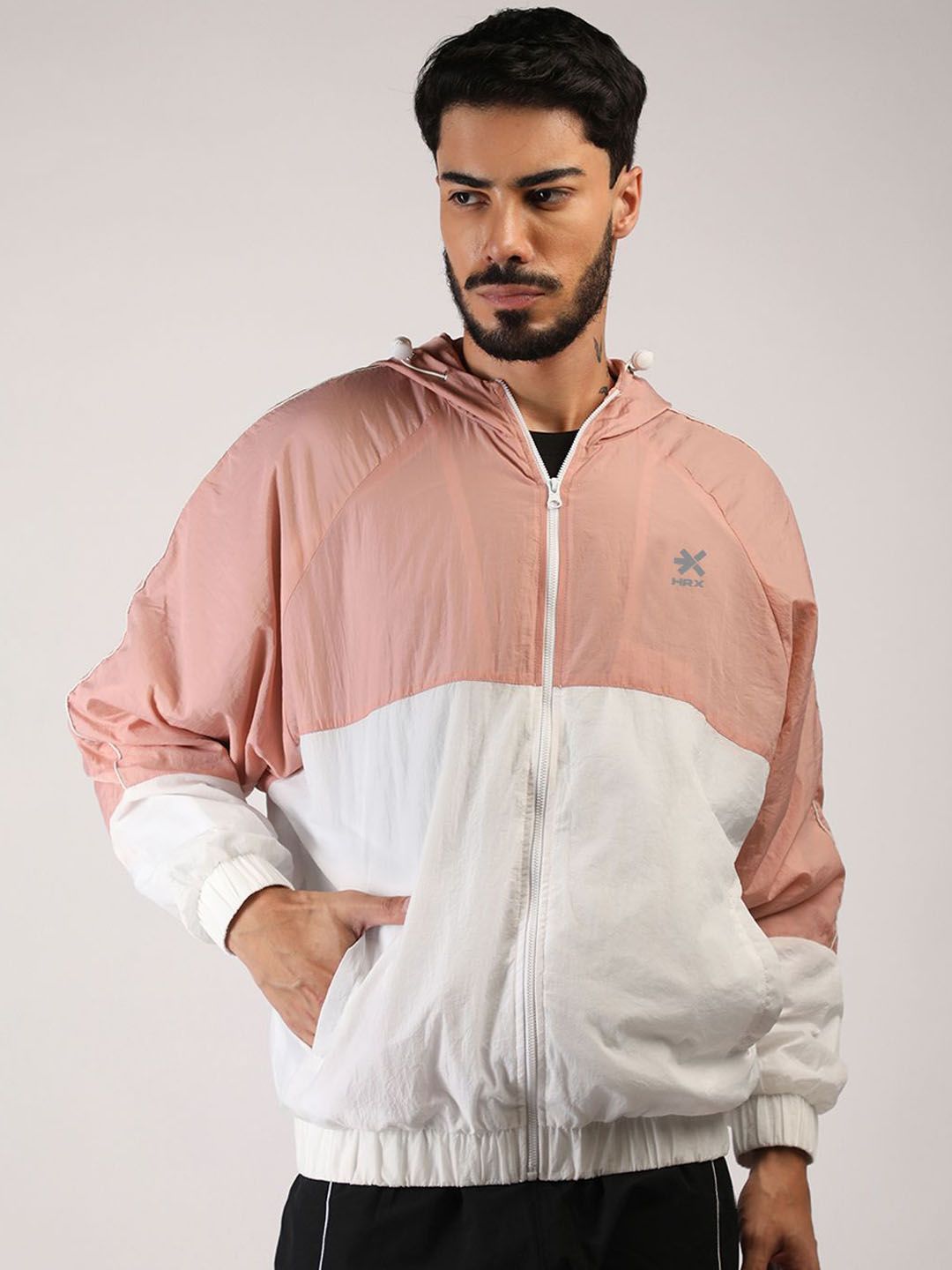 HRX by Hrithik Roshan Men Hooded Colourblocked Windcheater Sporty Jacket-picture-34