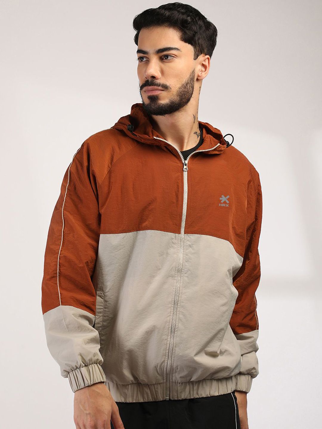HRX by Hrithik Roshan Men Hooded Colourblocked Windcheater Sporty Jacket-picture-29