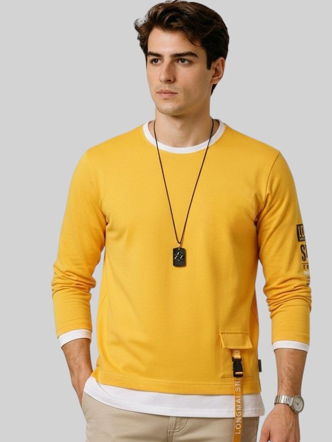 AUTNA Round Neck Long Sleeves Pocket Detail Cotton Sweatshirt-image-41