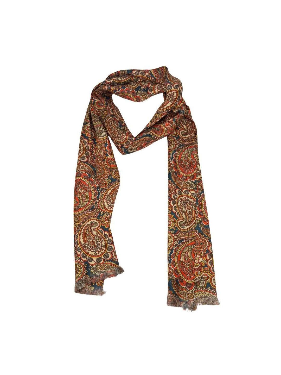 The Tie Hub Unisex Paisley Printed Printed Border Scarf-image-31