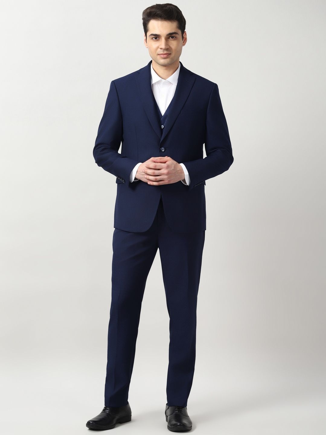 Peter England Elite Self Design Slim-Fit Single-Breasted Formal Three Piece Suit-image-34