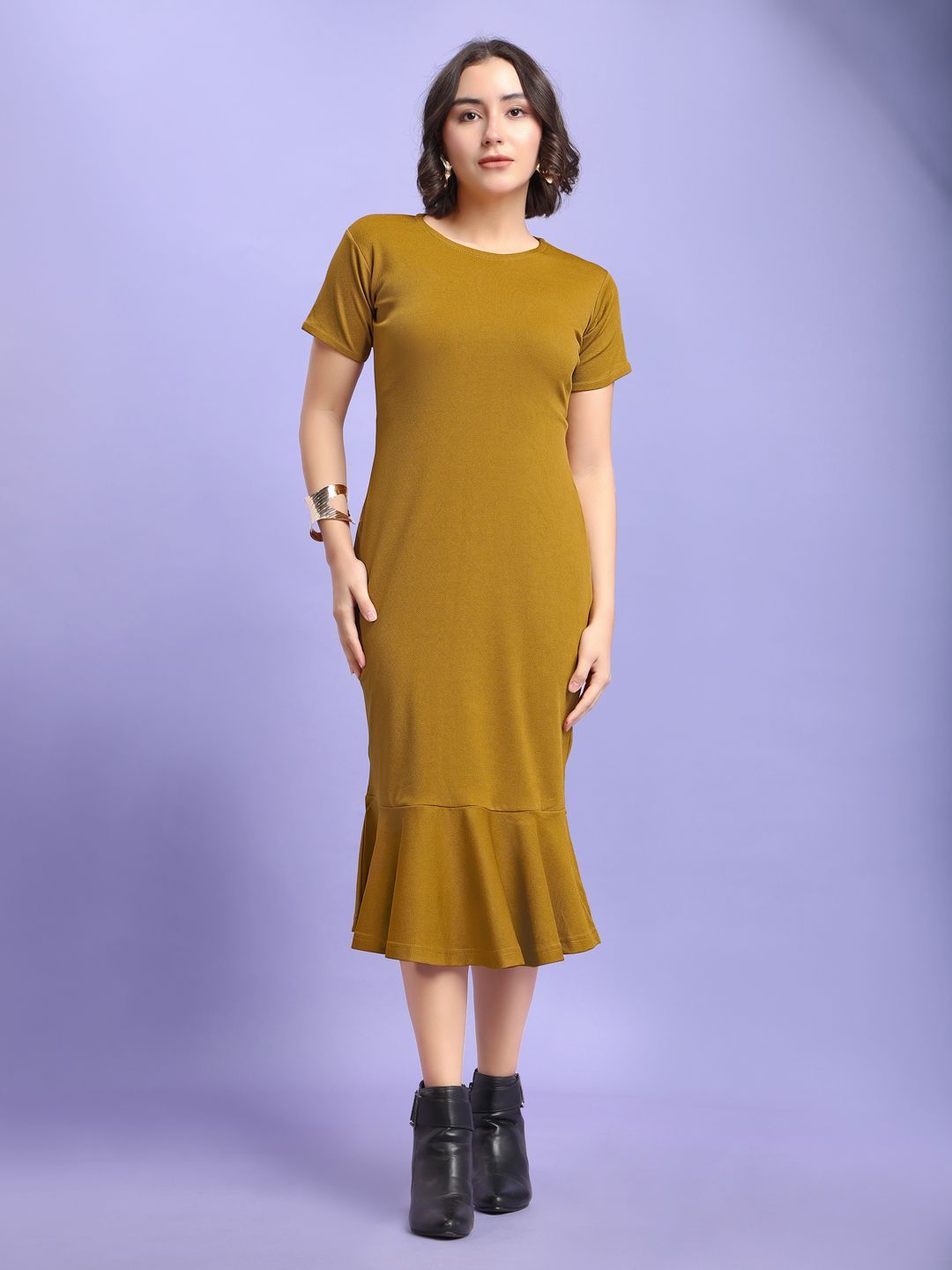 PURVAJA Women Ruffled Bodycon Midi Dress-image-23