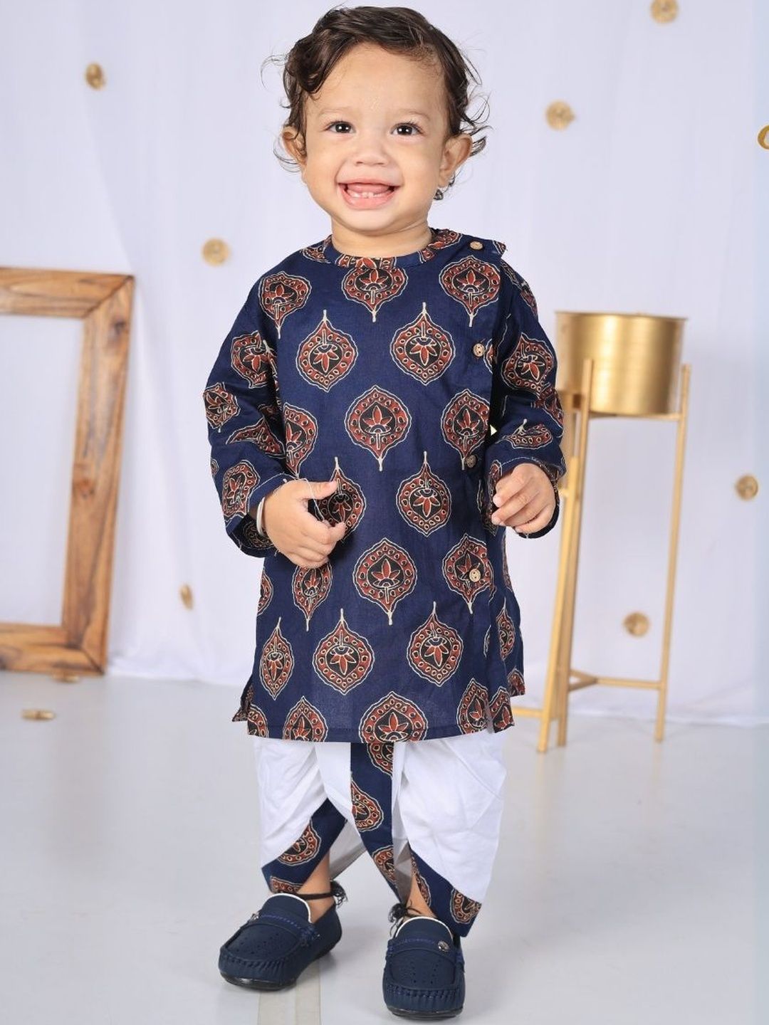 itsmycostume Boys Ethnic Motifs Printed Regular Pure Cotton Kurta with Dhoti Pants-picture-20