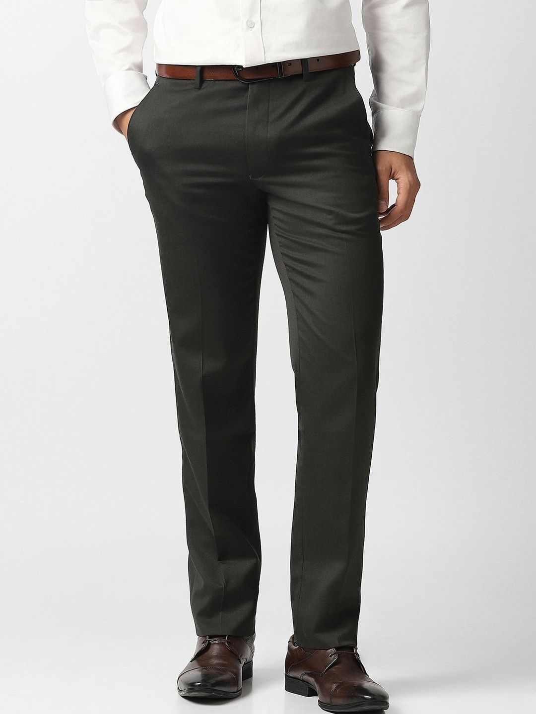 Van Heusen Men Mid-Rise Slim Fit Flat-Front Formal Trousers-picture-52