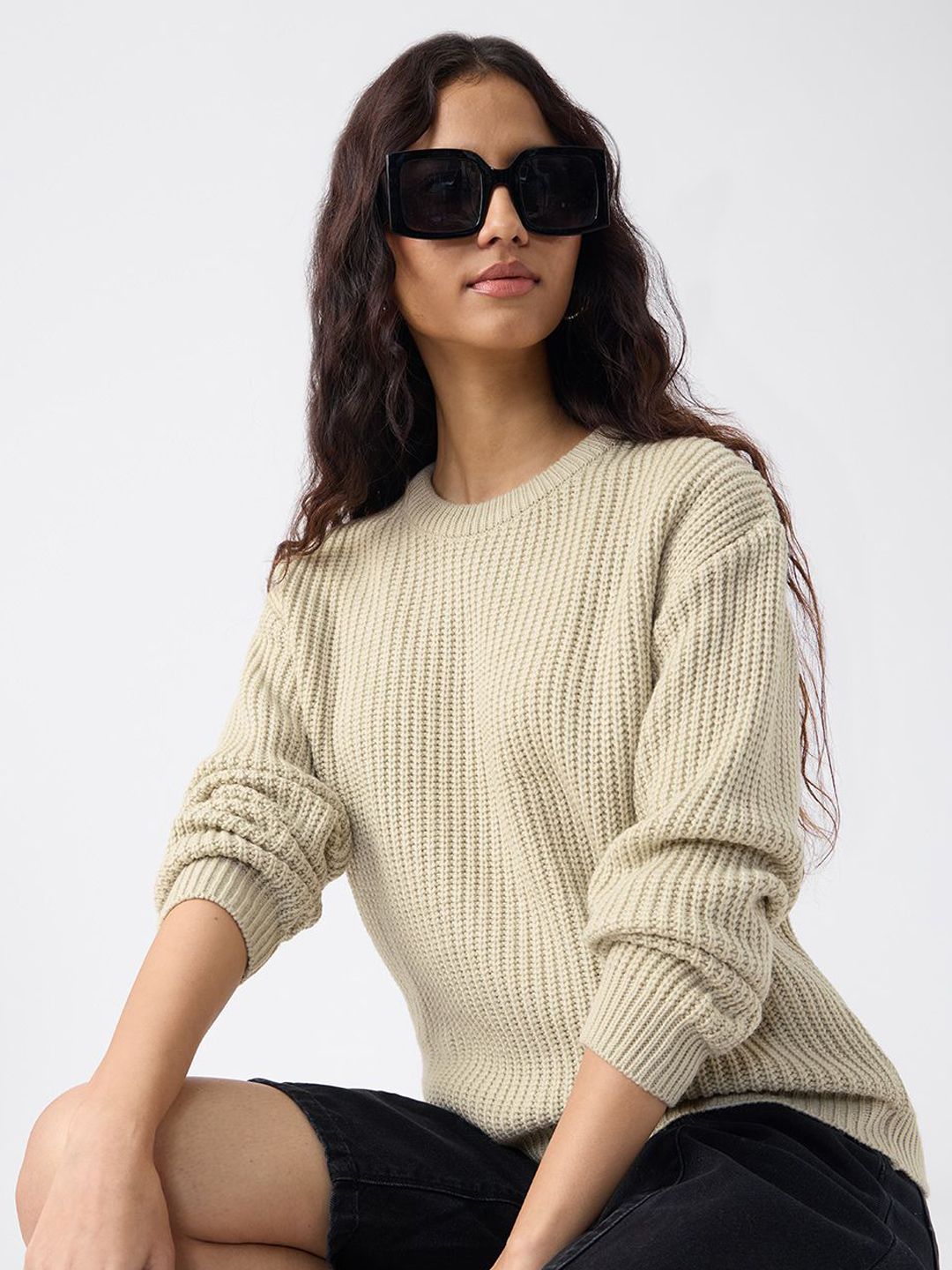 The Souled Store Women Ribbed Round Neck Long Sleeve Pullover-picture-25