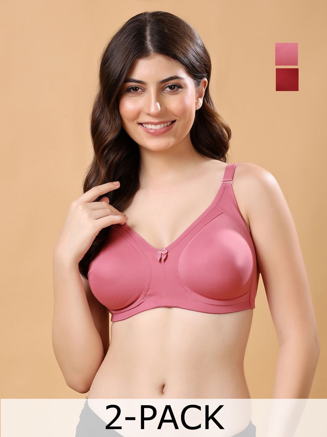 Cotton Opera By Floret Pack Of 2 Non Padded Non-Wired Cotton Full Coverage Everyday Bra-picture-23