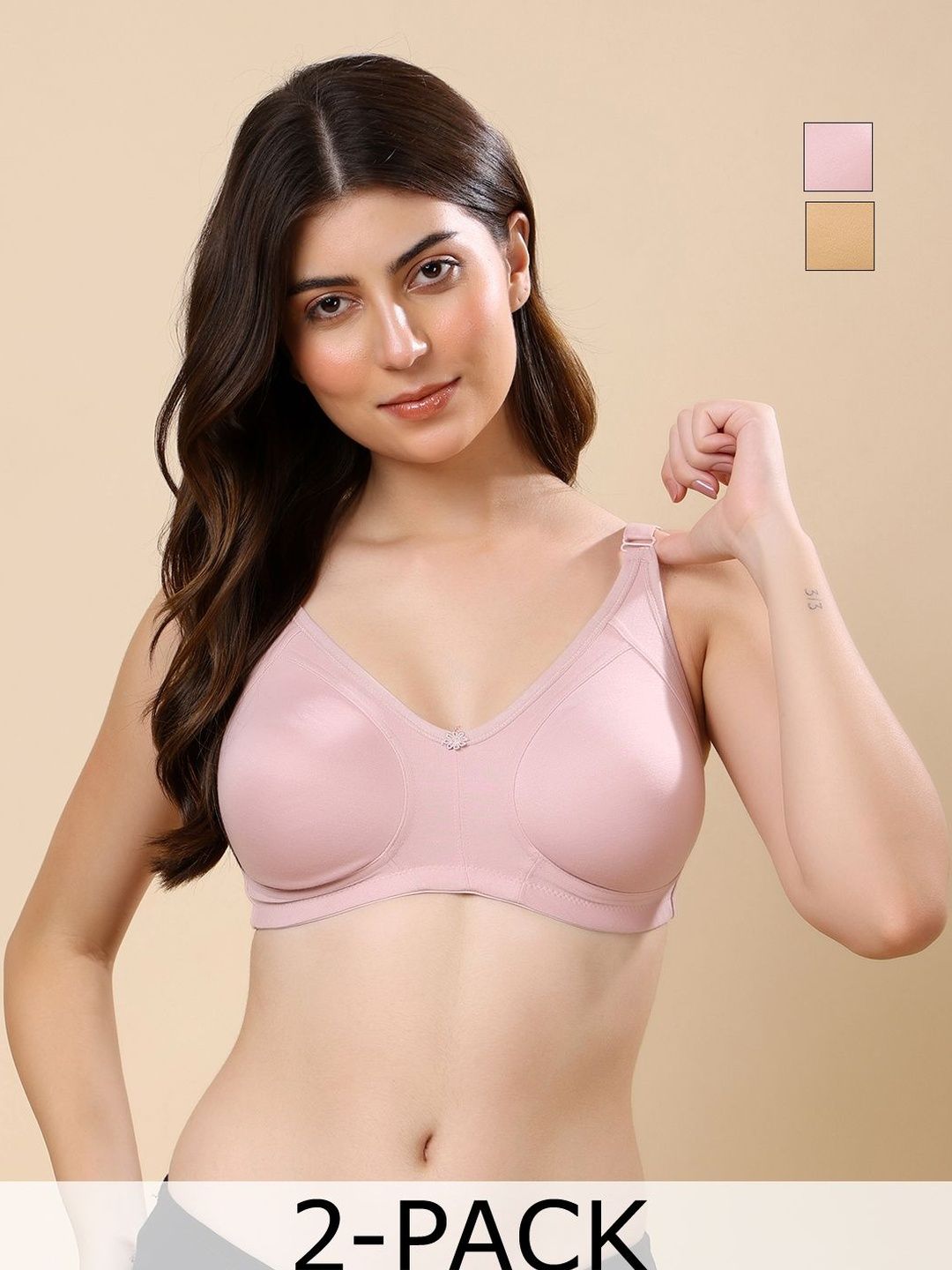 Cotton Opera By Floret Pack Of 2 Non Padded Non-Wired Cotton Full Coverage Everyday Bra-picture-37