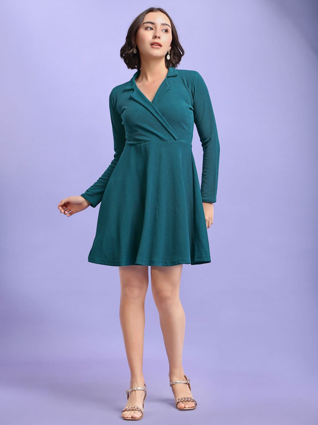 PURVAJA Women V-Neck Fit and Flare Mini Dress-image-41
