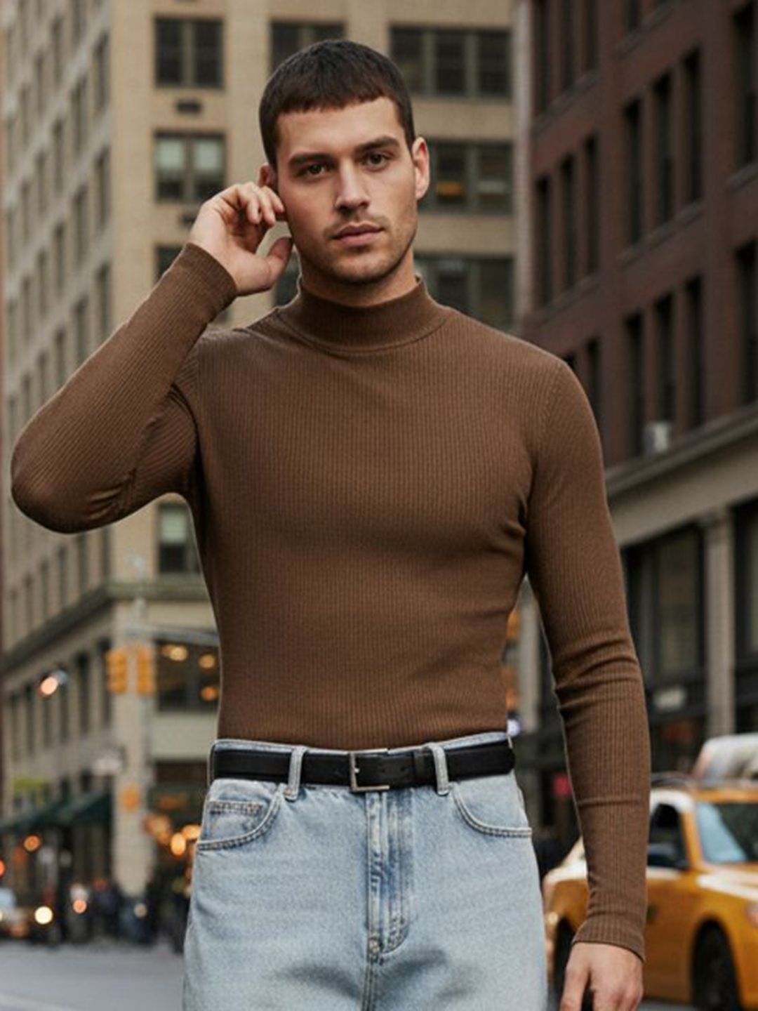 Moda Rapido Men Ribbed High Neck Slim Fit Ribbed T-shirt-picture-10