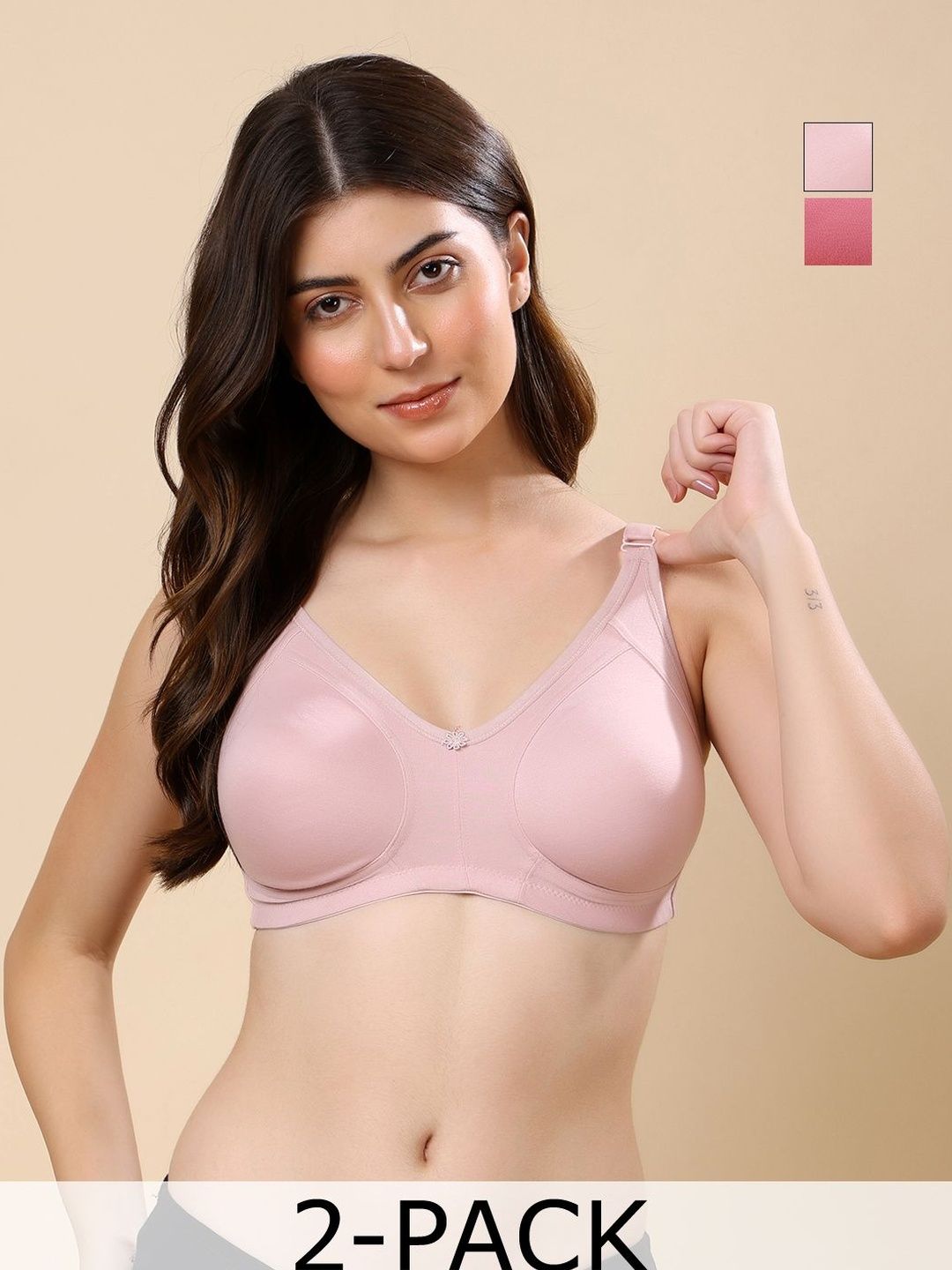 Cotton Opera By Floret Pack Of 2 Non Padded Non-Wired Cotton Full Coverage Everyday Bra-picture-41