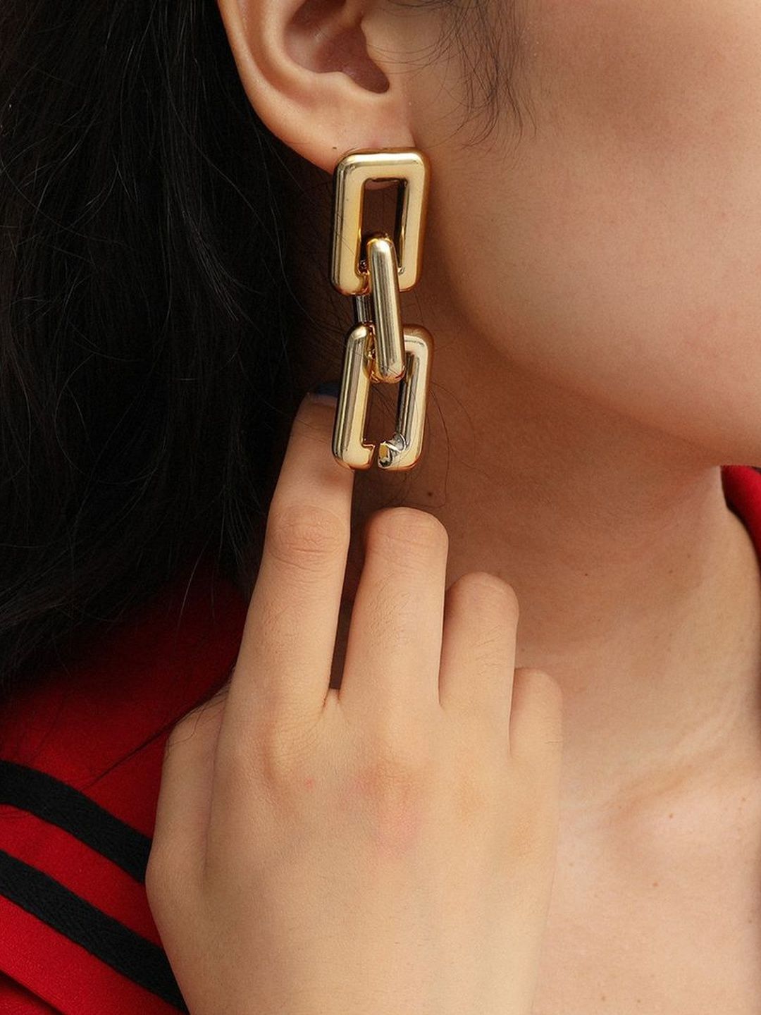 TheVineGirl Gold-Plated Geometric Drop Earrings-image-38