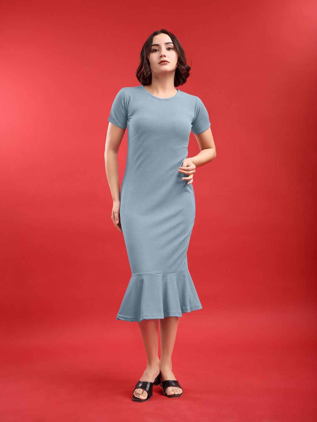 PURVAJA Women Ruffled Bodycon Midi Dress-image-46