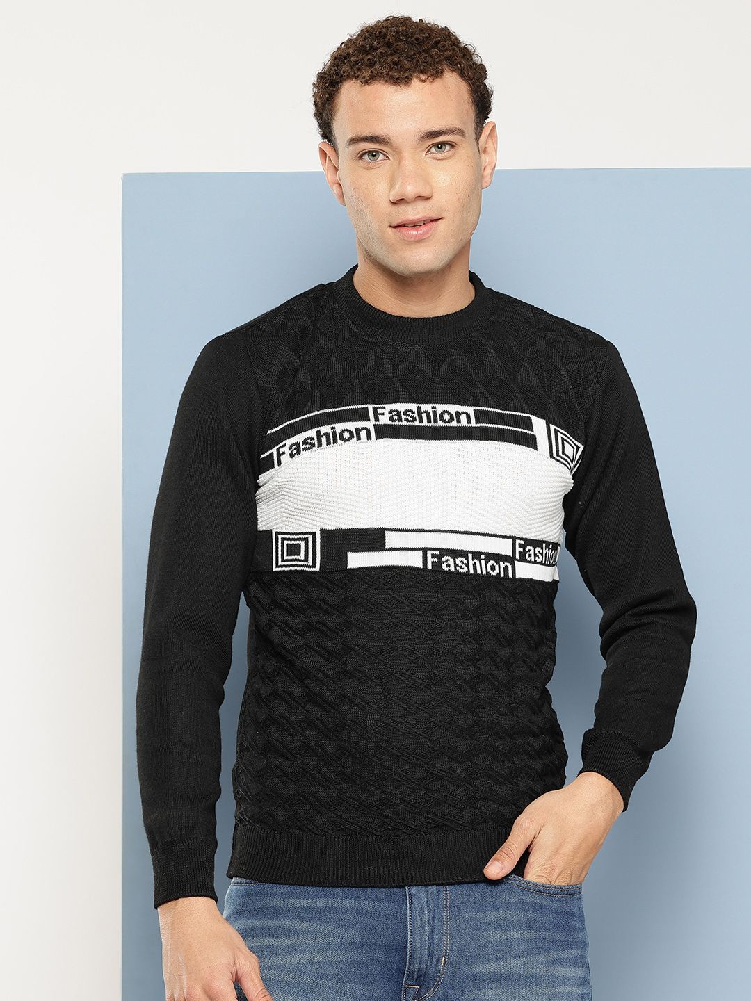 Aarika Self Design Striped Woollen Pullover-picture-30