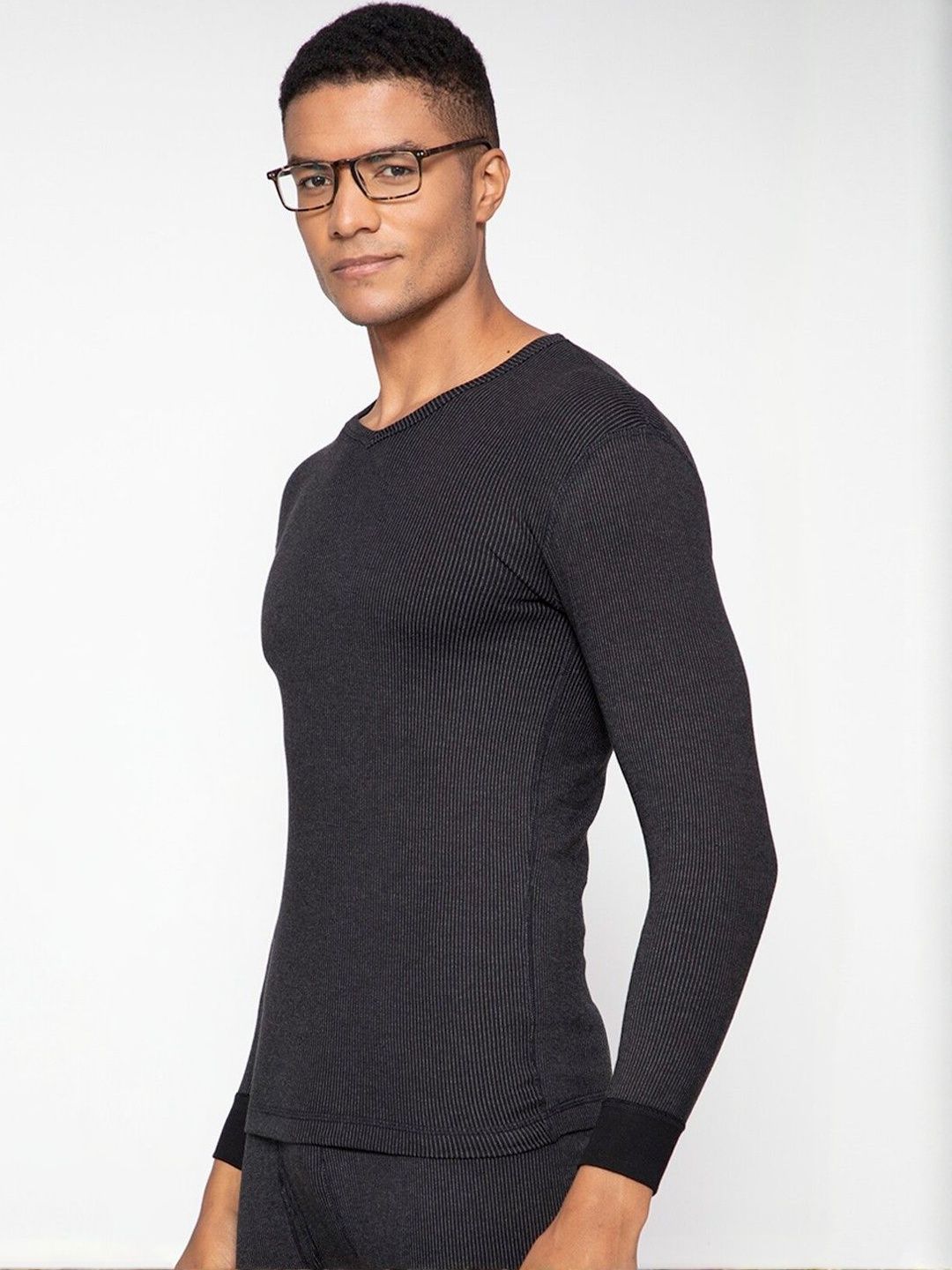 MACHO Men V--Neck Ribbed Long Sleeves Thermal Top-picture-51