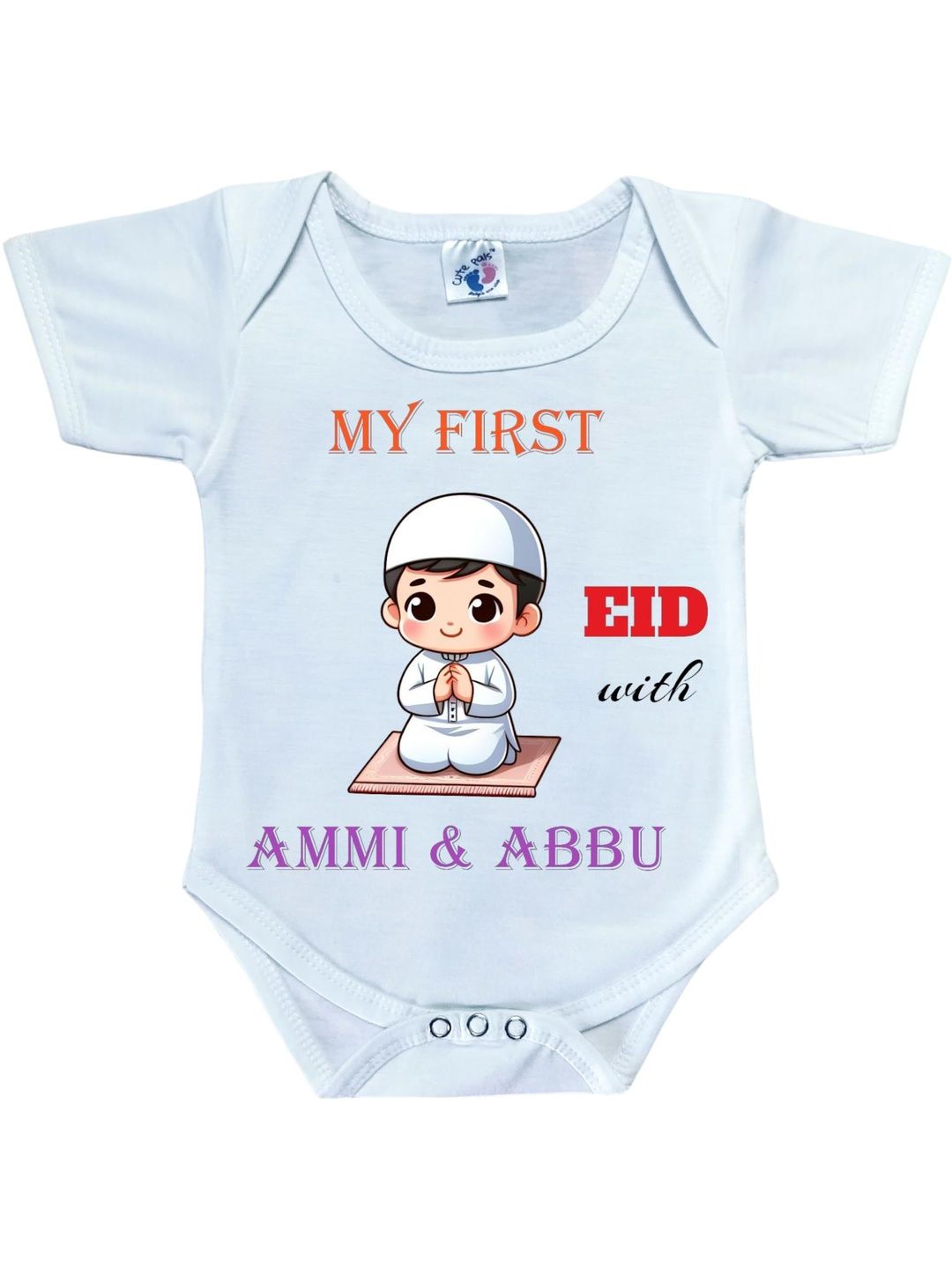 Cute Pals Kids White Printed Cotton Romper Bodysuit-picture-32