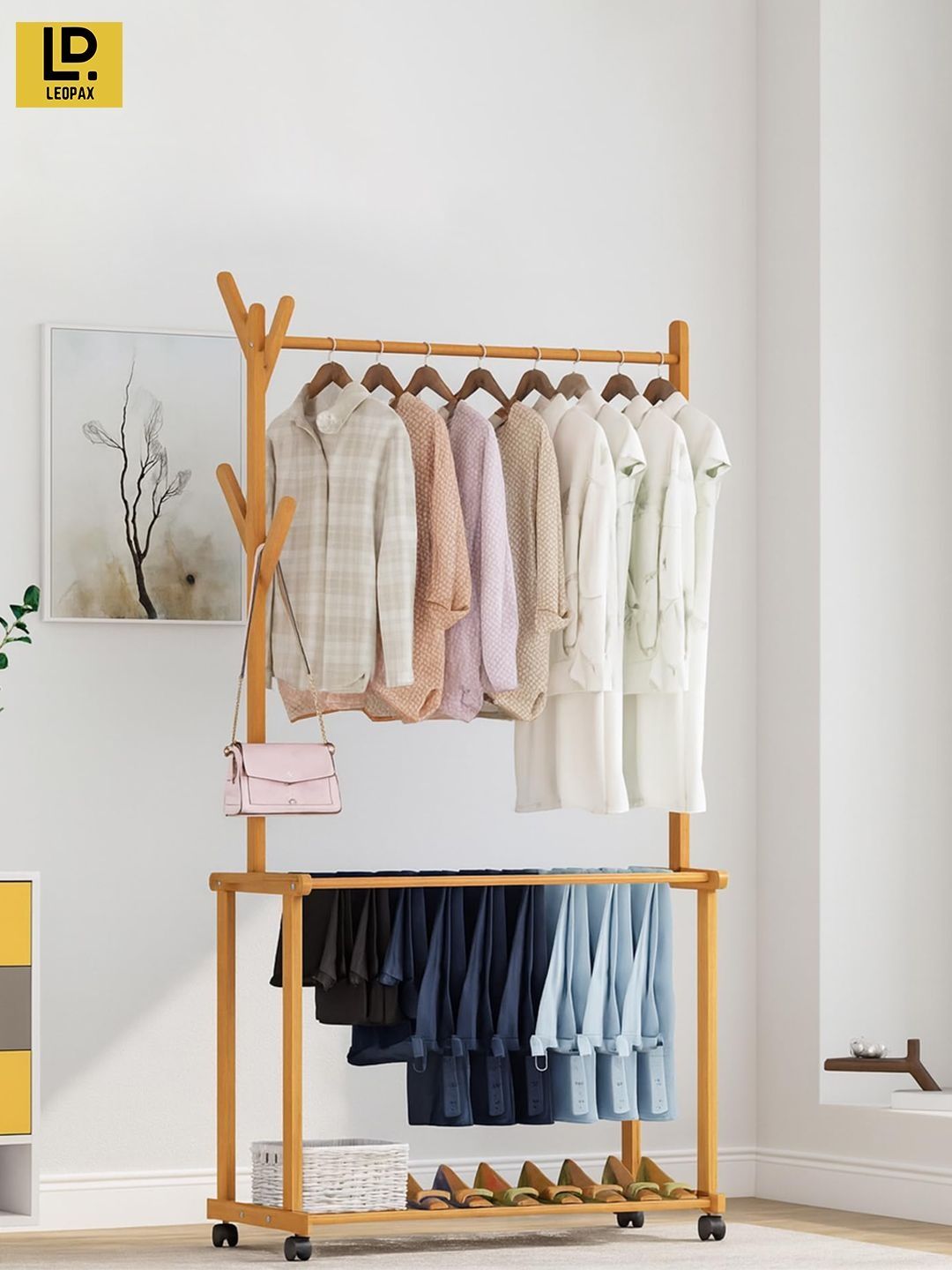 LEOPAX Beige Clothes Rack Stand Multi-Utility Organisers-picture-22