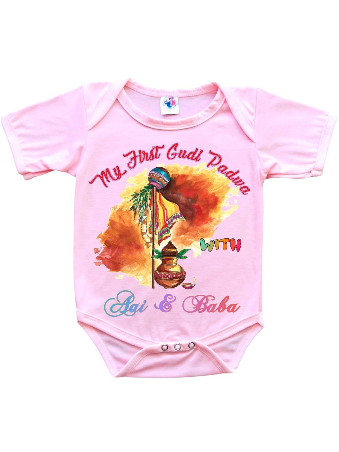 Cute Pals Infants My First Gudi Padwa Printed Cotton Bodysuits-picture-58
