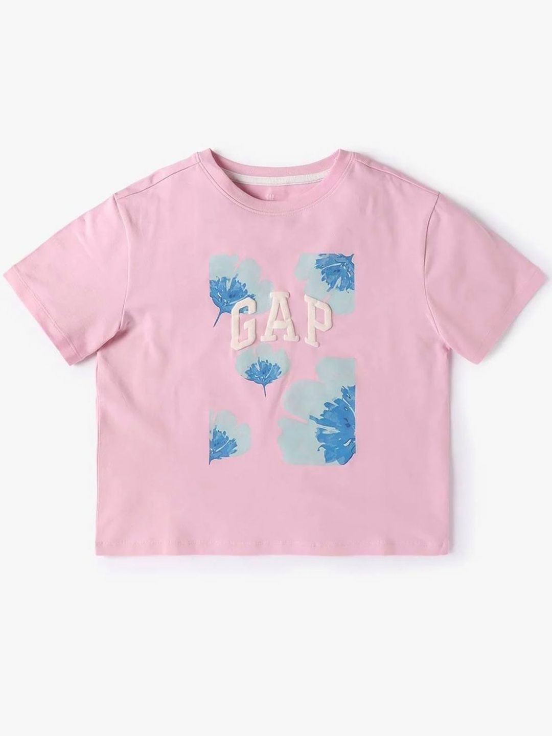 GAP Girls Floral Printed Logo Detail Relaxed Fit Crew Neck T-shirt-picture-19