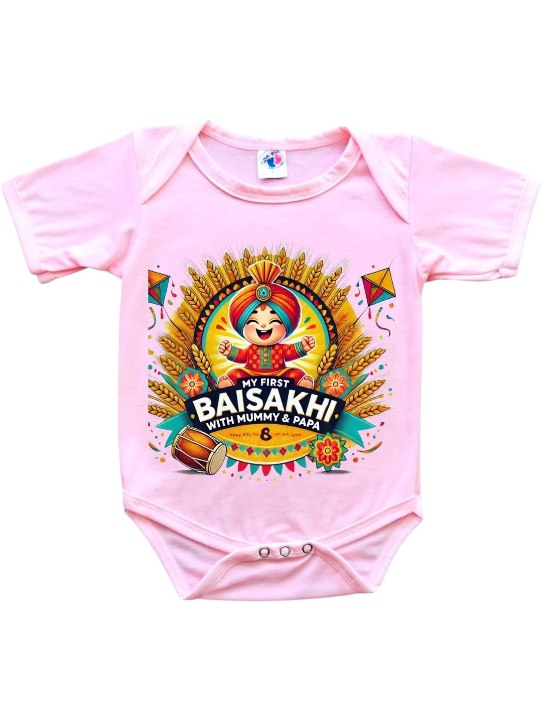 Cute Pals Unisex Kids Baisakhi Printed Cotton Bodysuit-picture-57