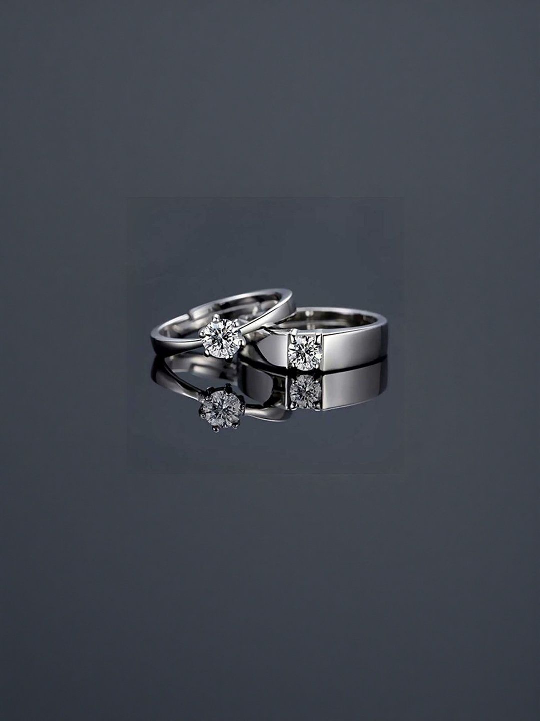 Teeragaj Women Set Of 2 Stone Studded Couple Adjustable Finger Ring-picture-13