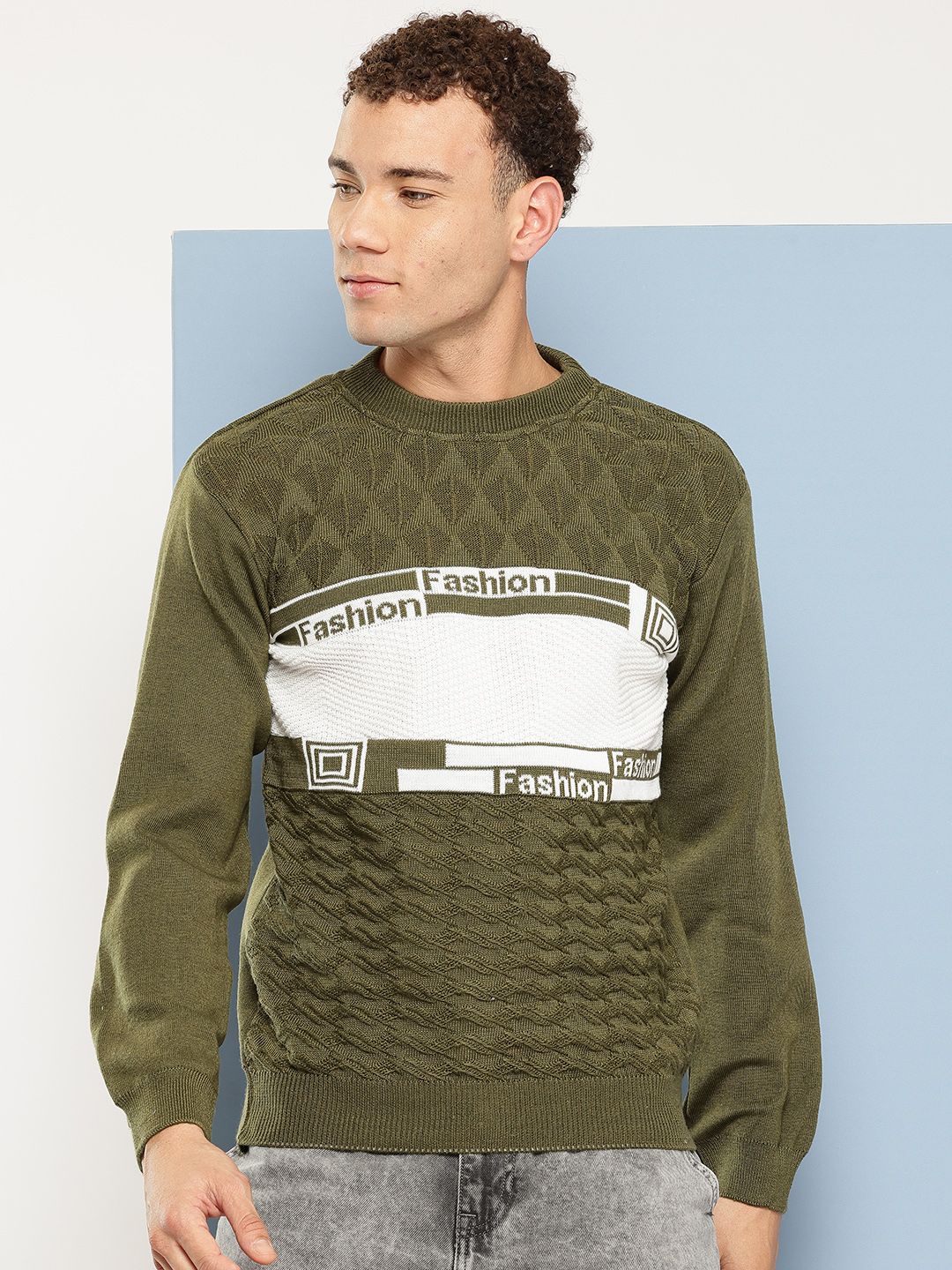 Aarika Men Typography Printed Striped Woollen Pullover-picture-19