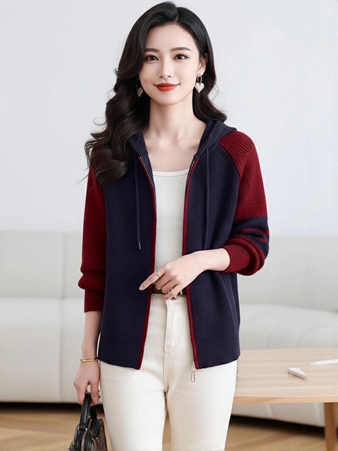 HERE&NOW Colourblocked Hooded Tailored Jacket-picture-22