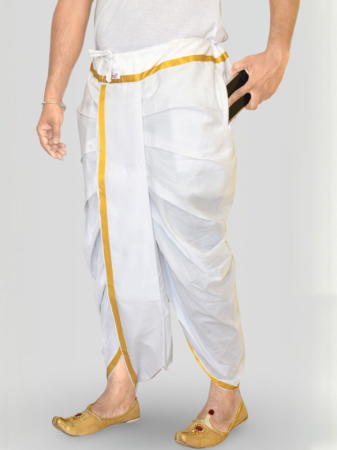 TUNI MANI Men White Cotton Dhotis-picture-27