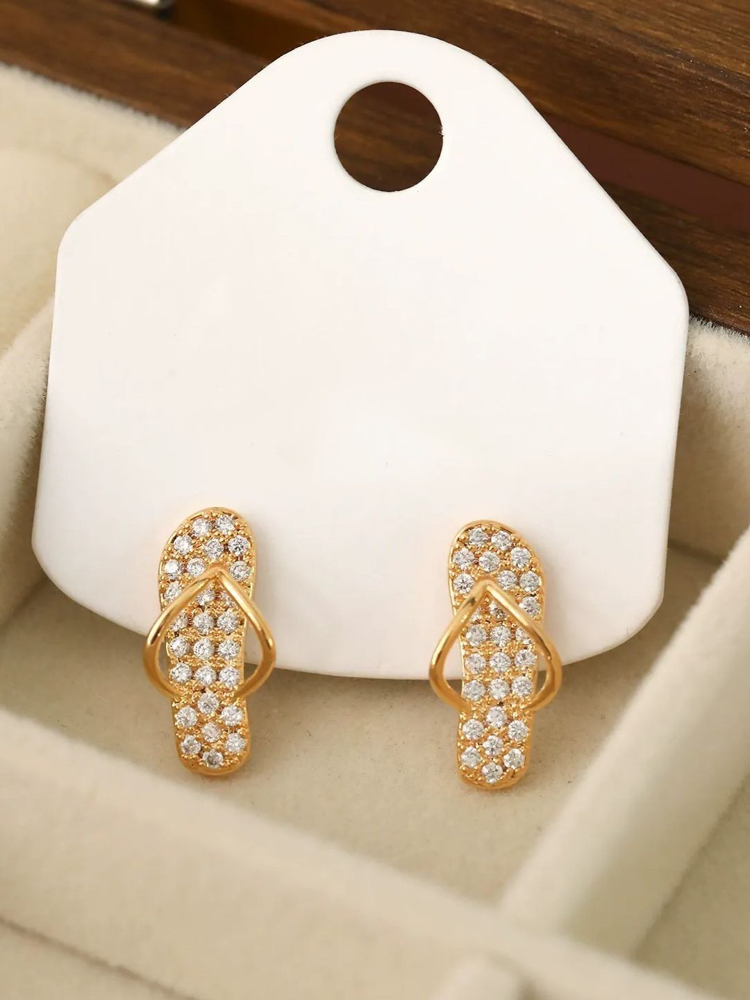 FIMBUL Gold-Plated Rhinestone Studded Quirky Studs-picture-36