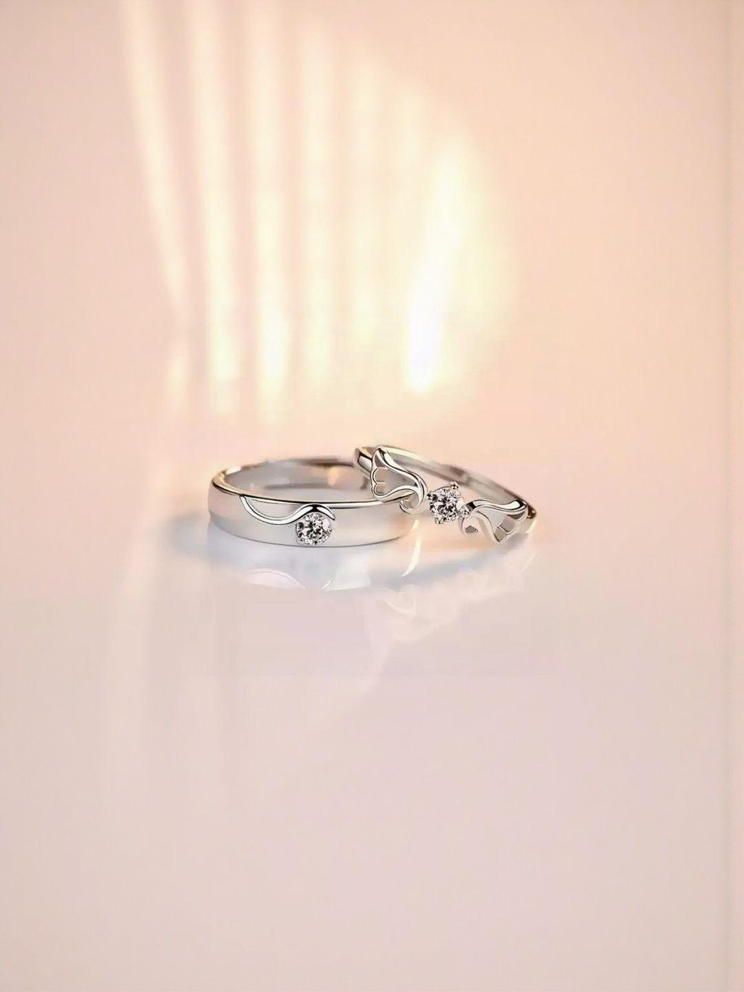 Teeragaj Set Of 2 Stone-Studded Adjustable Couple Finger Rings-picture-16