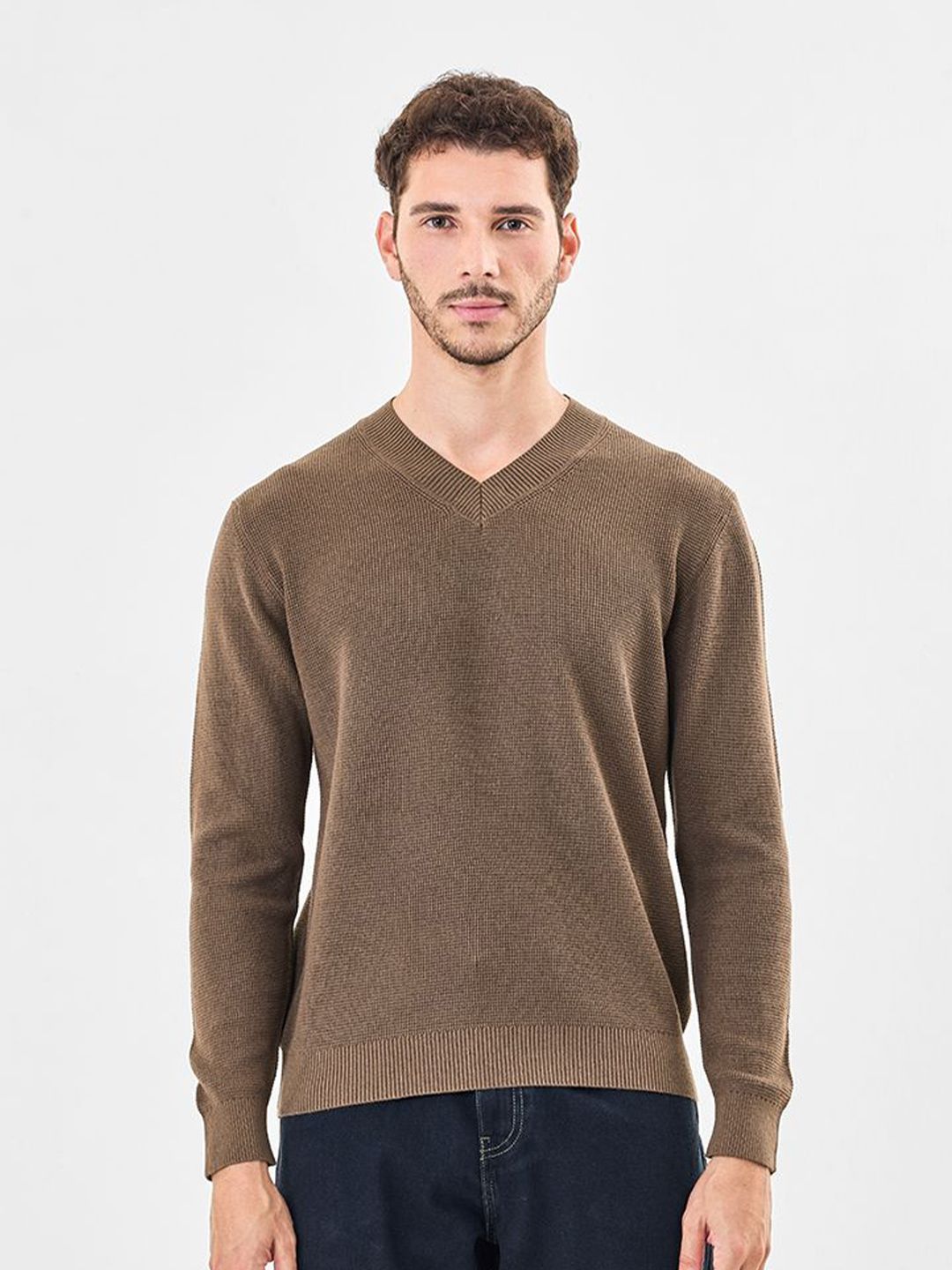 Snitch Men Brown Textured Sweaters-picture-54