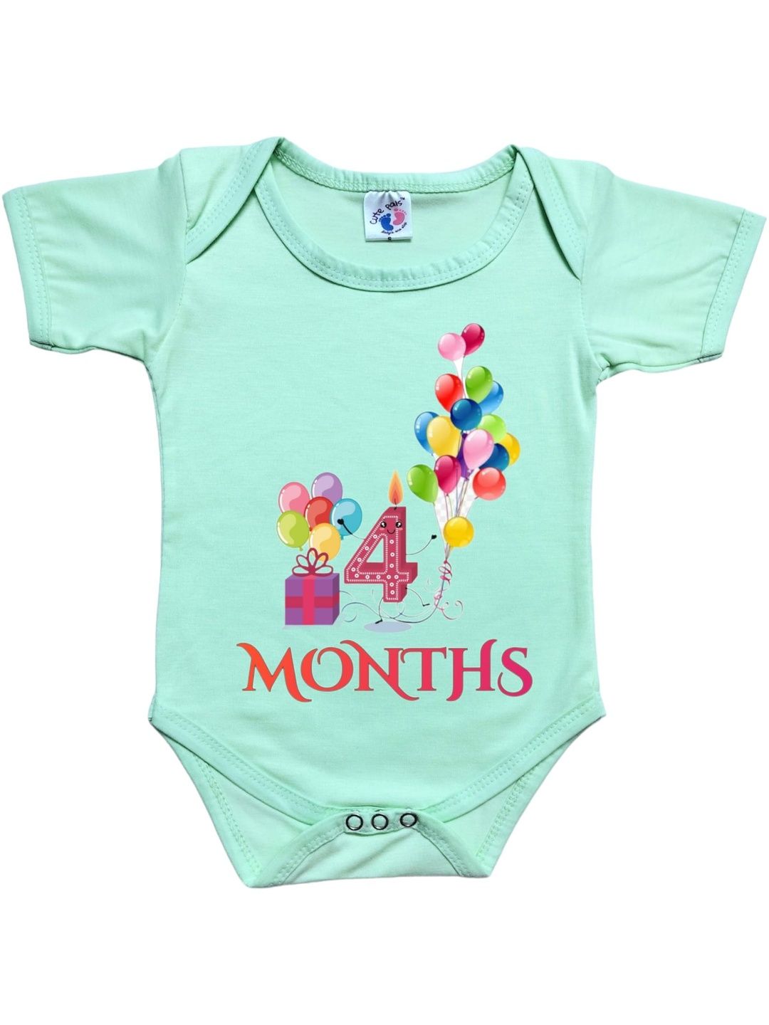 Cute Pals Kids Infants Monthly Milestone Four Month Birthday Printed Cotton Bodysuit-picture-25