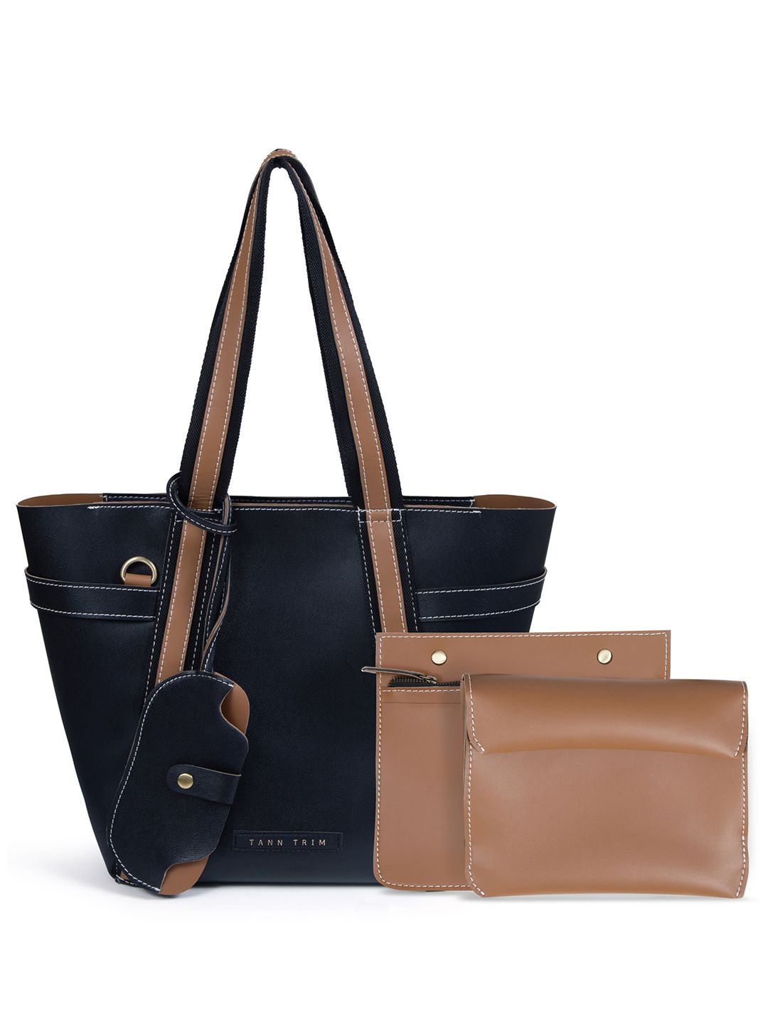 TANN TRIM Women Colourblocked Structured Shoulder Bag with Pouch and Wallet-image-10