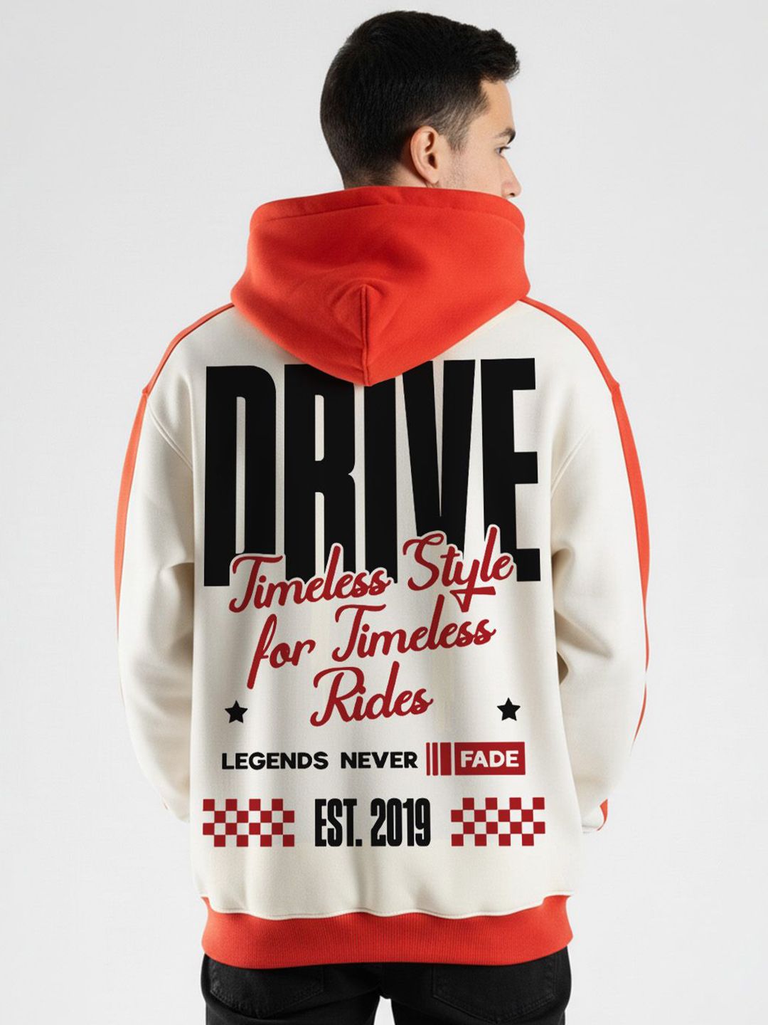 Crazymonk Men Timeless Drive Printed Hooded Oversized Pullover Sweatshirt-picture-34